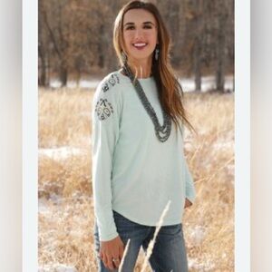 Cruel Girl long sleeve embroidered top